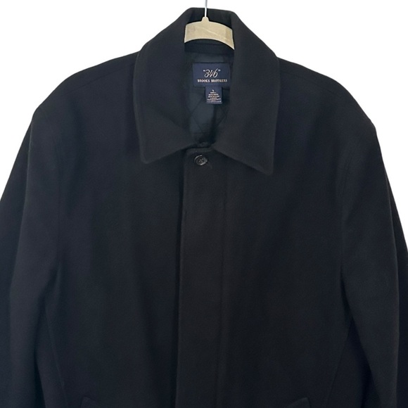BROOKS BROTHERS BLACK WOOL COAT SIZE LARGE - Picture 3 of 12